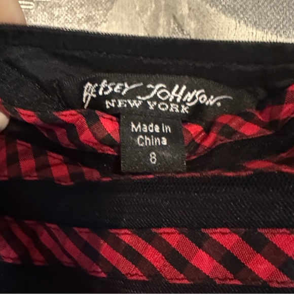 Betsey Johnson Black and Red Plaid Striped Dress - Picture 2 of 5